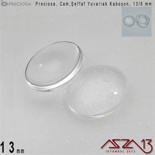 Şeffaf 13 mm, Çek, Yuvarlak Cam Kaboşon / Paket İçeriği 2 Adet