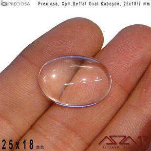 Şeffaf 25x18 mm, Çek, Oval Cam Kaboşon / Paket İçeriği 1 Adet