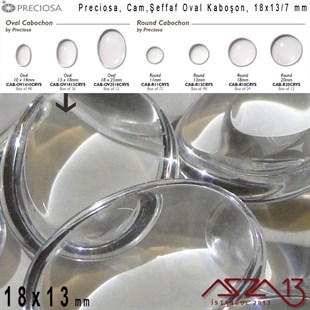 Şeffaf 18x13 mm, Çek, Oval Cam Kaboşon / Paket İçeriği 1 Adet