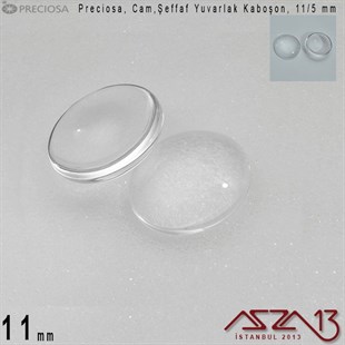 Şeffaf 11 mm, Çek, Yuvarlak Cam Kaboşon / Paket İçeriği 4 Adet