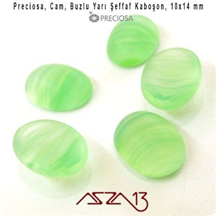 Yeşil 10x14 Oval Buzlu Cam Kaboşon / Paket İçeriği 5 Adet