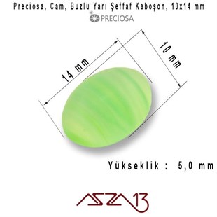 Yeşil 10x14 Oval Buzlu Cam Kaboşon / Paket İçeriği 5 Adet