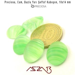 Yeşil 10x14 Oval Buzlu Cam Kaboşon / Paket İçeriği 5 Adet