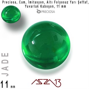 Yeşim 11 mm Yuvarlak İmitasyon Cam Kaboşon / Paket İçeriği 1 Adet