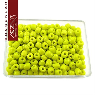 6/0 (4,1 mm) Sarı (Yeşil Tonlu) Kum Cam Boncuk
