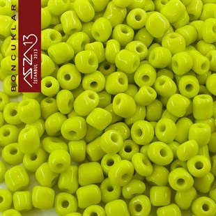 6/0 (4,1 mm) Sarı (Yeşil Tonlu) Kum Cam Boncuk