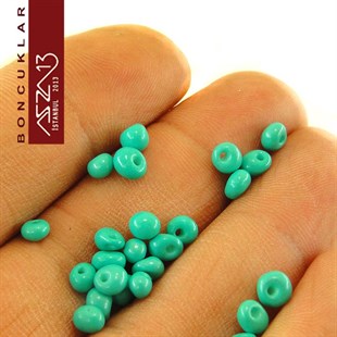 5/0 Damla (Drop), Yeşil Koyu Turkuaz, Kum Cam Boncuk / 20 gr