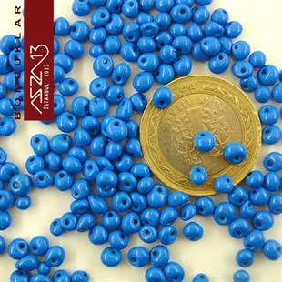 5/0 Damla (Drop), Okyanus Mavi, Kum Cam Boncuk / 20 gr