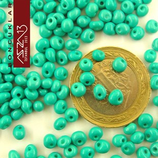 5/0 Damla (Drop), Yeşil Koyu Turkuaz, Kum Cam Boncuk / 20 gr