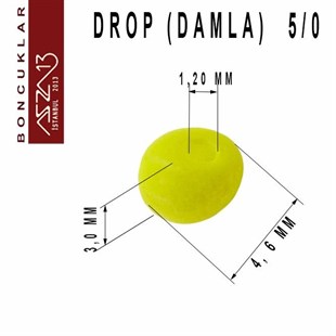 5/0 Damla (Drop), Sarı, Kum Cam Boncuk / 20 gr