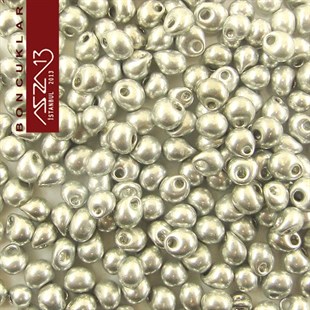 5/0 Damla (Drop), Gümüş, Kum Cam Boncuk / 20 gr