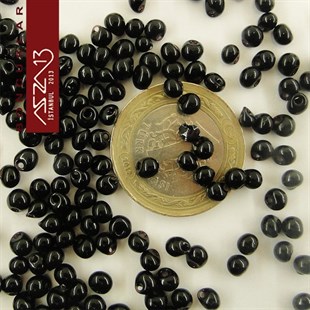 5/0 Damla (Drop), Siyah, Kum Cam Boncuk / 20 gr