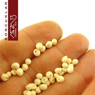 5/0 Damla (Drop), Krem, Kum Cam Boncuk / 20 gr