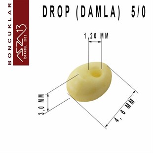 5/0 Damla (Drop), Krem, Kum Cam Boncuk / 20 gr