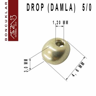 5/0 Damla (Drop), Gümüş, Kum Cam Boncuk / 20 gr