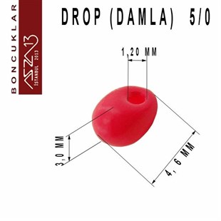 5/0 Damla (Drop), Fuşya, Kum Cam Boncuk / 20 gr