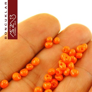 5/0 Damla (Drop), Turuncu, Kum Cam Boncuk / 20 gr