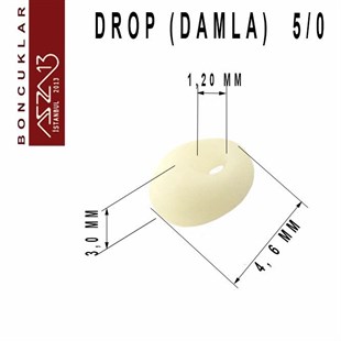 5/0 Damla (Drop), Beyaz, Kum Cam Boncuk / 20 gr