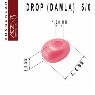5/0 Damla (Drop), Pembe, Kum Cam Boncuk / 20 gr