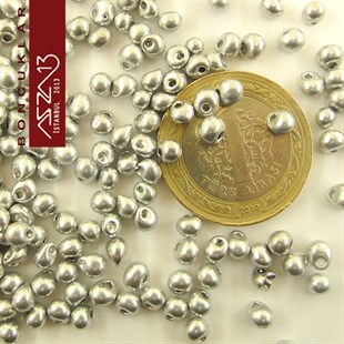 5/0 Damla (Drop), Gümüş, Kum Cam Boncuk / 20 gr