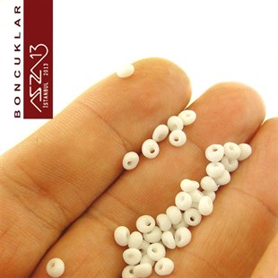 5/0 Damla (Drop), Beyaz, Kum Cam Boncuk / 20 gr