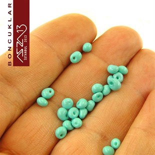 5/0 Damla (Drop), Yeşil Açık Turkuaz, Kum Cam Boncuk / 20 gr
