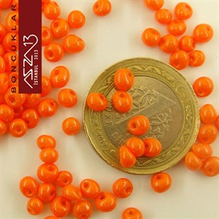 5/0 Damla (Drop), Turuncu, Kum Cam Boncuk / 20 gr