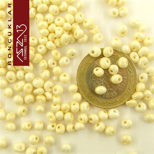 5/0 Damla (Drop), Krem, Kum Cam Boncuk / 20 gr