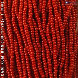 Kırmızı Cam Kum Boncuk 11/0 (2,1 mm) 40 gr