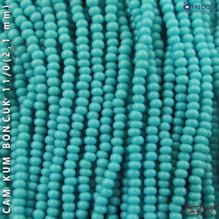 Mavi Turkuaz Cam Kum Boncuk 11/0 (2,1 mm) 40 gr