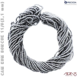 Metalik Rodyum Cam Kum Boncuk 11/0 (2,1 mm) 40 gr