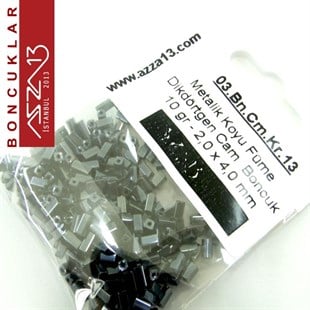 Metalik Koyu Füme Opak 2,0x4,0 mm Dikdörtgen Prizma Cam Boncuk / Paket İçeriği 310 Adet