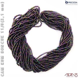 Metalik Janjanlı Mor Cam Kum Boncuk 11/0 (2,1 mm) 40 gr