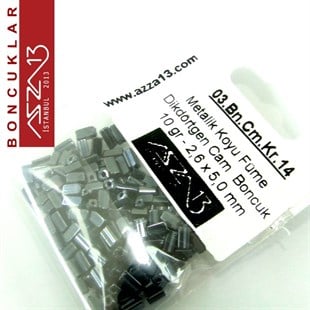 Metalik Koyu Füme Opak 2,6x5,0 mm Dikdörtgen Prizma Cam Boncuk / Paket İçeriği 230 Adet