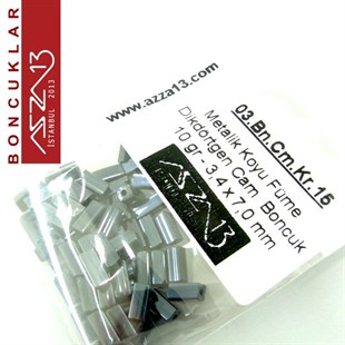 Metalik Koyu Füme Opak 3,4x7,0 mm Dikdörtgen Prizma Cam Boncuk / Paket İçeriği 60 Adet