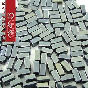 Metalik Koyu Füme Opak 2,0x4,0 mm Dikdörtgen Prizma Cam Boncuk / Paket İçeriği 310 Adet