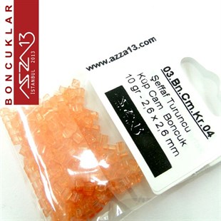 Turuncu Şeffaf 2,6x2,6 mm Küp (Kare) Cam Boncuk / Paket İçeriği 350 Adet