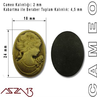 Antik Altın Cameo 18x24 mm / Paket İçeriği 1 Adet