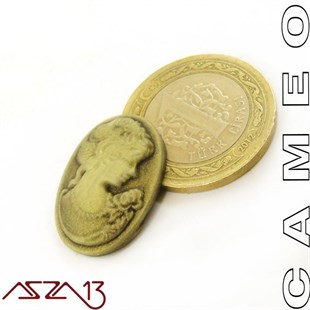 Antik Altın Cameo 18x24 mm / Paket İçeriği 1 Adet