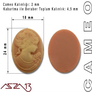 Antik Pembe Cameo 18x24 mm / Paket İçeriği 1 Adet