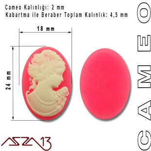 Pembe Cameo 18x24 mm / Paket İçeriği 1 Adet