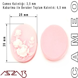 Pembe Cameo 26x39 mm / Paket İçeriği 1 Adet