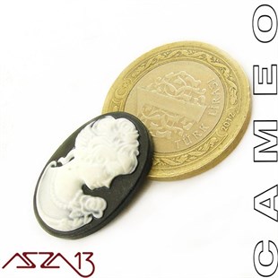 Siyah Cameo 18x24 mm / Paket İçeriği 1 Adet