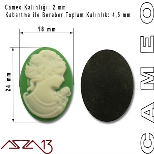 Yeşil Cameo 18x24 mm / Paket İçeriği 1 Adet