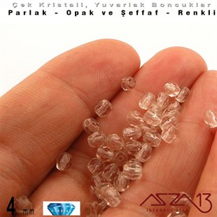 Çek Kristal Boncuk - Fire Polish - Yuvarlak - 4 mm - Blush Rose - 48 Adet