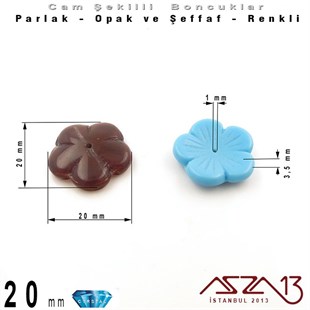 Çek Kristal Çiçek Boncuk - 20 mm - Opak Karışık Renk - 6 Adet