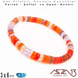 Çek Kristal Rondela Boncuk - 3x6 mm - Karışık Renk (Melonbery) - 60 Adet