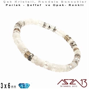 Çek Kristal Rondela Boncuk - 3x6 mm - Karışık Renk (Apparition) - 60 Adet