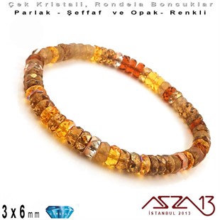 Çek Kristal Rondela Boncuk - 3x6 mm - Karışık Renk (Wheatbery) - 60 Adet