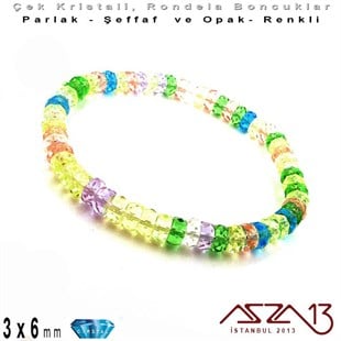 Çek Kristal Rondela Boncuk - 3x6 mm - Karışık Renk (Springflower) - 60 Adet